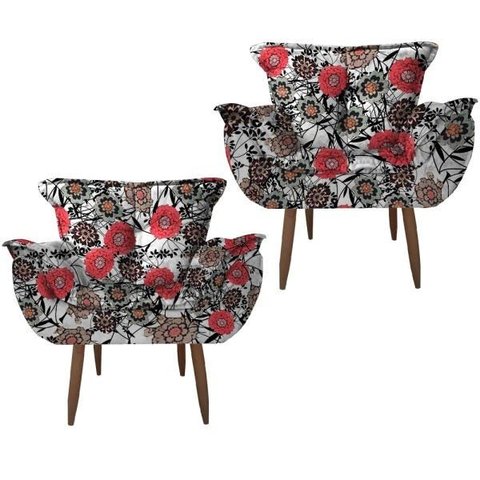 Kit 2 Poltronas Opala Decorativa Floral 50