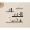 Ver imagem 1 de Kit 4 Prateleiras Reta 20/30/40/50 Nicho Mdf Suporte Decoração - Preto