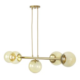 Pendente Jabuticaba Dourado 5 Globos de Vidro Mesa de Jantar:âmbar - 2