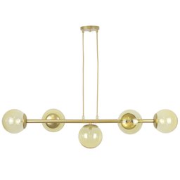 Pendente Jabuticaba Dourado 5 Globos de Vidro Mesa de Jantar:âmbar - 1