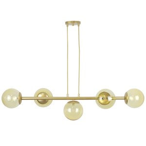 Pendente Jabuticaba Dourado 5 Globos de Vidro Mesa de Jantar:âmbar