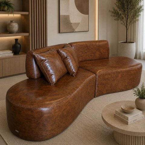 Sofá 200cm Luxo Sala Virginia 2 Lugares Corino Modena: Whisky