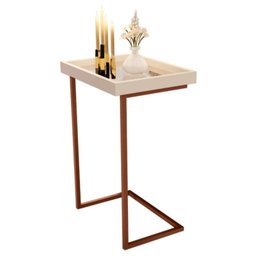 Mesa de Apoio Lateral Sala de Estar 4774 Perola Pé de Ferro Bronze - 2