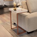 Ver imagem 1 de Mesa de Apoio Lateral Sala de Estar 4774 Perola Pé de Ferro Bronze