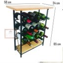 Ver imagem 1 de Adega Aparador Ferro e Madeira Móvel para 12 Garrafas Vinho Bar Aparador