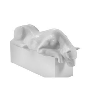 Escultura Decorativa Estátua Pantera Bebendo Água Piscina 102cm:branco Brilho