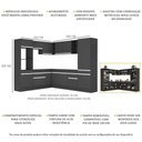 Ver imagem 4 de Armário de Cozinha Completa de Canto com Rodapé Veneza Multimóveis V2081 Preto/Branco