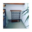 Ver imagem 1 de adega aparador BAR ferro e madeira para 20 garrafas vinho bar aparador