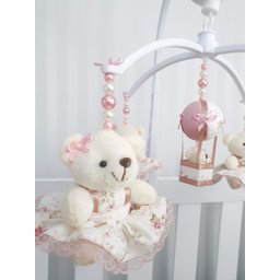 MOBILE PARA BERÇO MUSICAL GIRATÓRIO URSA FLORAL ROSÉ - 2