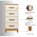 Ver imagem 3 de Cômoda Alta Organizadora 4 Gavetas Corrediças para Quarto Casal Solteiro