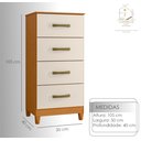 Ver imagem 6 de Cômoda Alta Organizadora 4 Gavetas Corrediças para Quarto Casal Solteiro