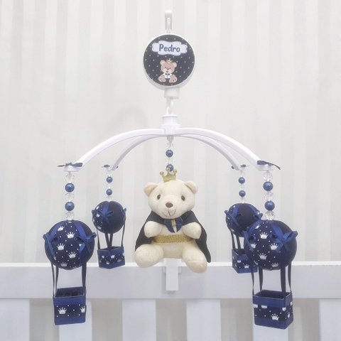 Mobile para Berço Musical Giratório Príncipe Balão Marinho