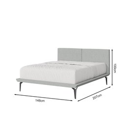 Base Box Cama Japonesa Toquio Casal com Cabeceira Almofada Linho Cinza - Cor: Cinza - 4