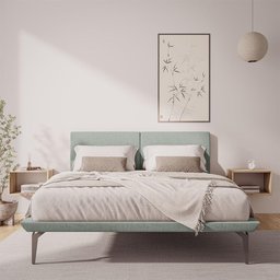 Base Box Cama Japonesa Toquio Casal com Cabeceira Almofada Linho Cinza - Cor: Cinza - 1