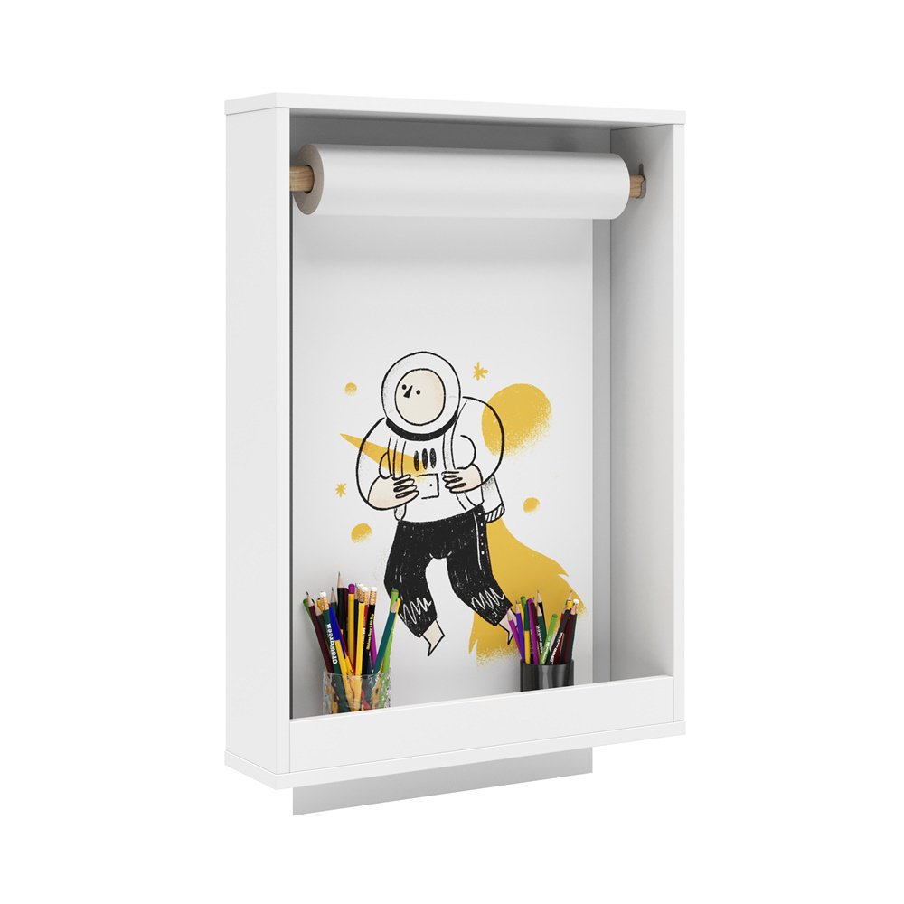 Lousa Painel de Criação Desenho com Rolo de Papel 42cm Branco Ofertamo