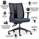 Ver imagem 2 de Kit 2 Cadeiras de Escritório Giratória Diretor Flow F02 Base Preta Sintético Azul - Lyam Decor