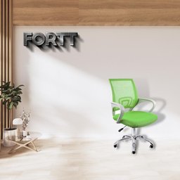 Cadeira de Escritório Secretária Base Cromada com Rodinha Fortt Lisboa Verde - Csf02-vd - 5