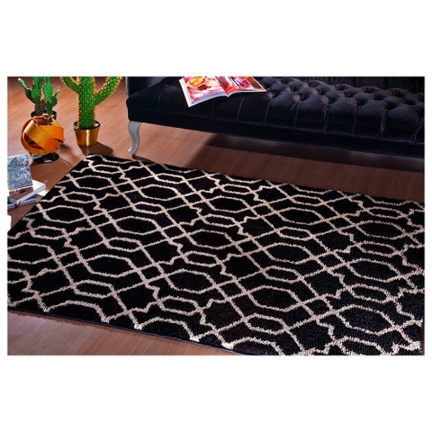 Tapete para Sala Art 150 x 200cm Estampado Desenho 14 Preto