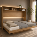 Ver imagem 1 de Cama de Casal Articulada com Nichos e Prateleiras CM8043 Amêndoa - Tecnomobili