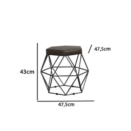 Puff Onix Preta Tecido Sintético Marrom Metal Móveis - 2