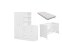 Ver imagem 1 de Quarto Bebê Guarda Roupa 2 Porta 3 Gavetas Berço e Colchão Espuma D-18 Branco Móveis Leartam