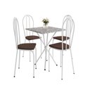 Ver imagem 2 de Conjunto Sala de Jantar Mesa Quadrada 70cm Tampo Granito com 4 Cadeiras Leia Branco/Imbuia/Ocre