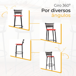 Kit 3 Banquetas Alta para Cozinha Junco Degradê Bancada Bistrô Balcão Ilhas Área Gourmet Piscina - 5