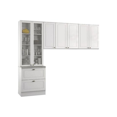 Kit de Cozinha Completa 3 Peças Americana (2 Armários + 1 Paneleiro) Cpt06 Branco - Henn