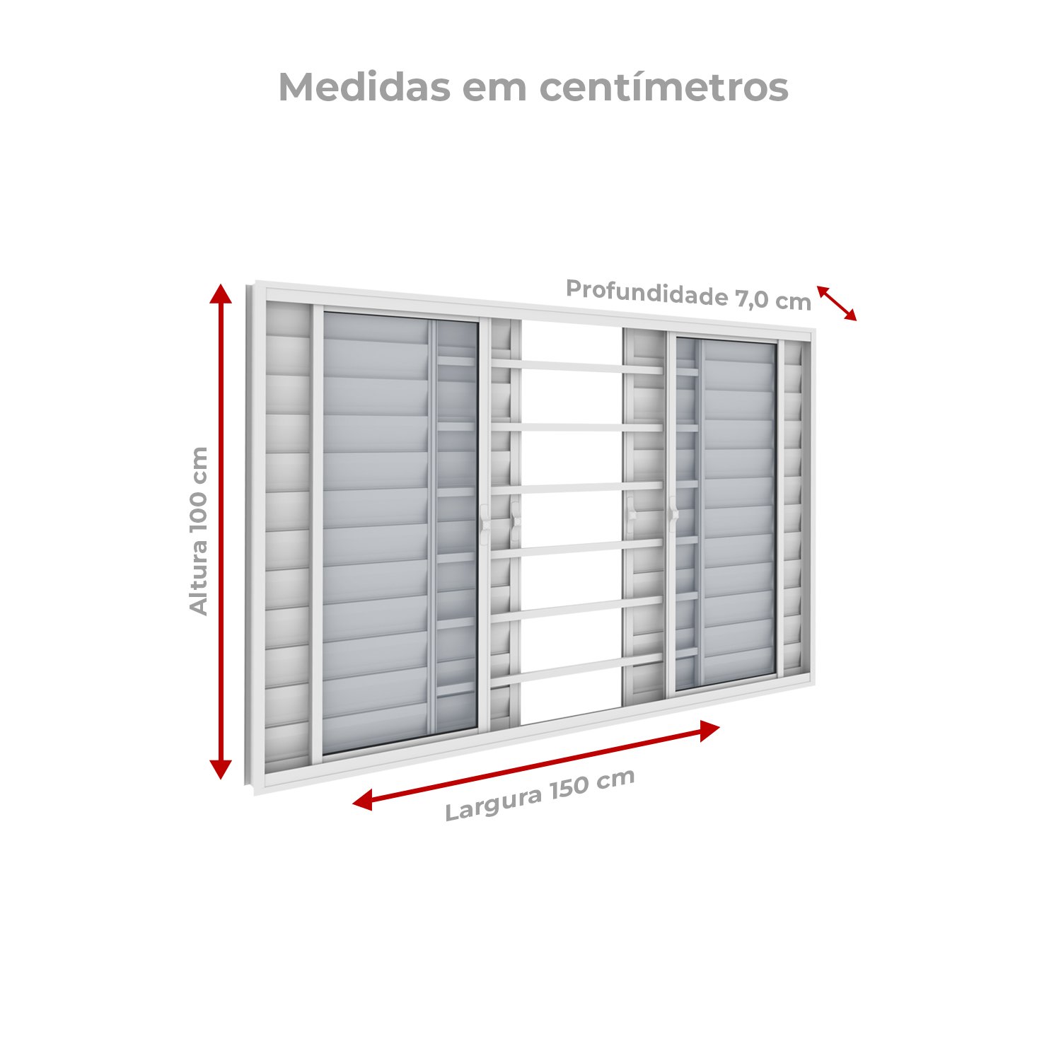 Janela Veneziana 6 Folhas 1,50m X 1m com Grade Horizontal em Alumínio Branco com Vidro – Vitrolar - 2