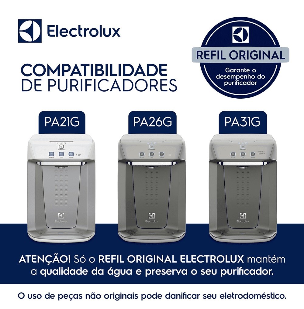 2 Unidades Refil Longa Duração para Filtro de Água Pa21g Pa26g Pa31g Original Electrolux 41033753 - 8