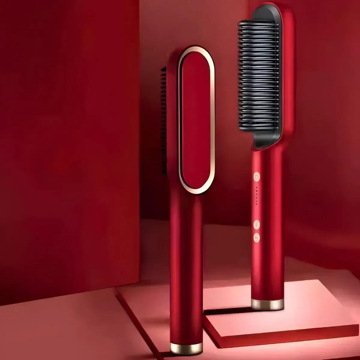 Escova Pente Alisadora de Cabelo Profissional Vermelho - 1