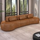 Ver imagem 2 de Sofá 5 Lugares Orgânico para Sala Living 366cm Vasti M03 Couríssimo Whisky - Lyam Decor