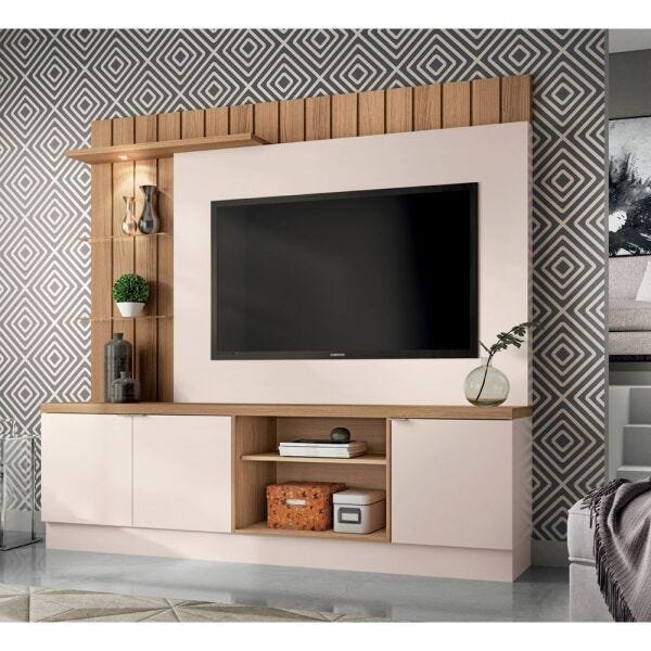 Painel Home Theater para TV até 60 Sala de Estar Khaled Off White ...