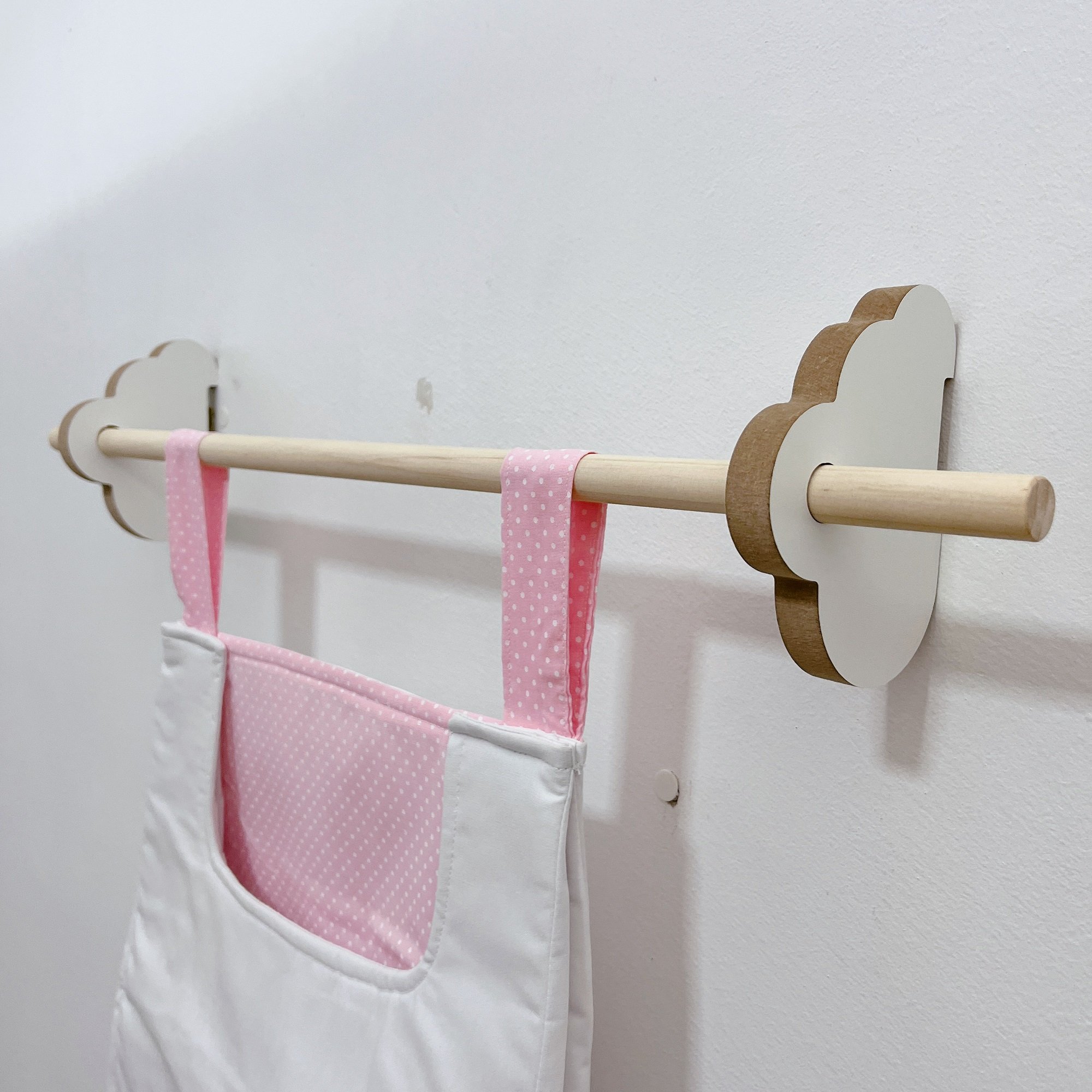 1 Varão Nuvem 60cm para Porta Fraldas Decorativo Quarto:branco - 3