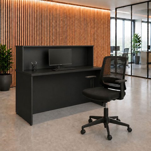 Balcão de Atendimento para Loja e Recepção Comercial 140x60cm + Cadeira de Escritório Ergonômica