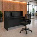 Ver imagem 1 de Balcão de Atendimento para Loja e Recepção Comercial 140x60cm + Cadeira de Escritório Ergonômica