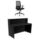Ver imagem 2 de Balcão de Atendimento para Loja e Recepção Comercial 140x60cm + Cadeira de Escritório Ergonômica