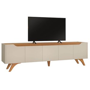 Rack Grécia 4 Portas para Tv 70'' 1,80cm Off White/naturalle