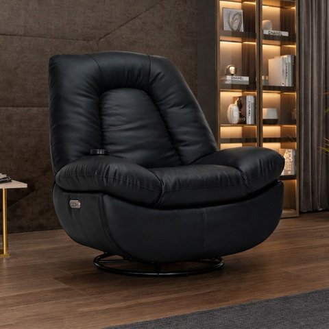 Poltrona Reclinável Elétrica com Massagem e Aquecimento Salvana L07 Couríssimo Preto - Lyam Decor