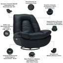 Ver imagem 4 de Poltrona Reclinável Elétrica com Massagem e Aquecimento Salvana L07 Couríssimo Preto - Lyam Decor