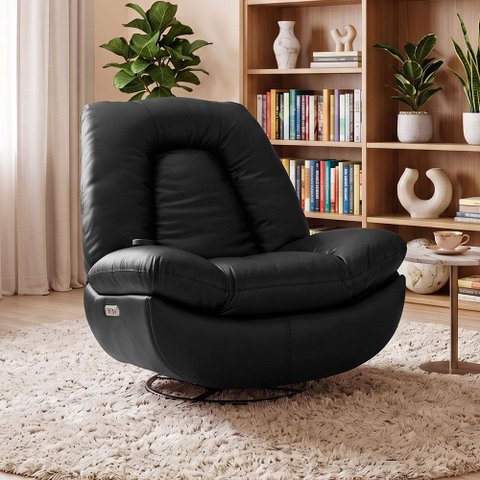 Poltrona Reclinável Elétrica com Massagem e Aquecimento Salvana L07 Couríssimo Preto - Lyam Decor