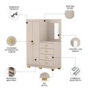 Ver imagem 3 de Guarda Roupa Cômoda com Espelho 120cm Cristal Fendi - Vila Rica