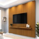 Ver imagem 1 de Painel para Tv até 75 Polegadas Ripado Impressão 3d Egeo com Prateleira 2,25m Cedro Edn Cedro