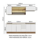 Ver imagem 4 de Armário de Cozinha Completa 240cm Rustic Branco Glamy Madesa 03