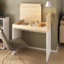 Ver imagem 5 de Escrivaninha Mesa Escritório Home Office 2 Aberturas Mind 85cm Carvalho e Branco Artany