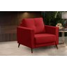 Poltrona Decorativa Berlin Estofada Pés Madeira Veludo Vermelho - 1