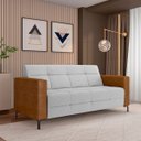 Ver imagem 2 de Sofá Living Decorativo Houston 2 Lugares 180cm Pés em Metal Linho/pu Cinza/ Caramelo G33 - Gran Belo