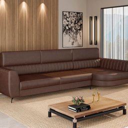Sofá Aurora Estilo Moderno 3 Lug 2,65 com Chaise Pés em Aço - 2