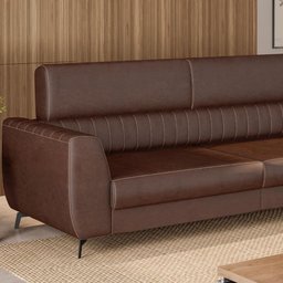 Sofá Aurora Estilo Moderno 3 Lug 2,65 com Chaise Pés em Aço - 4