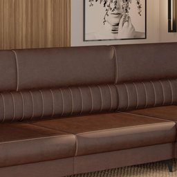 Sofá Aurora Estilo Moderno 3 Lug 2,65 com Chaise Pés em Aço - 6